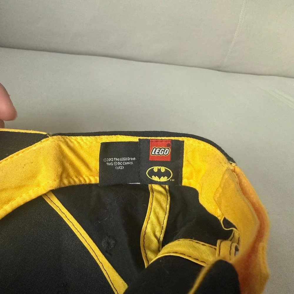 LEGO Batman Baseball Cap Black Yellow Brick Logo DC Comics 2013 Kids Hat Cotton